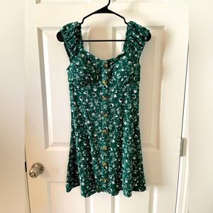 No Boundaries Dress - Size Small - Green - Floral - Button Up